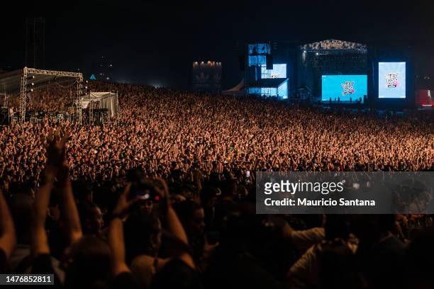 General view of the atmosphere during the closing day of Lollapalooza Brazil at Autodromo de Interlagos on March 26, 2023 in Sao Paulo, Brazil.
