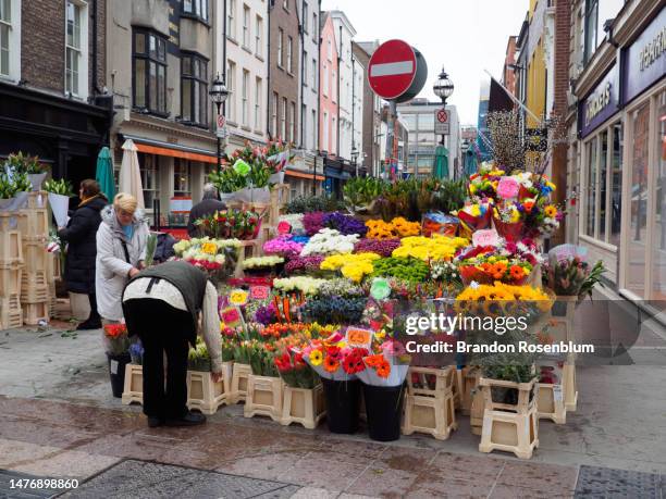 flowers for sale in dublin - grafton street stockfoto's en -beelden