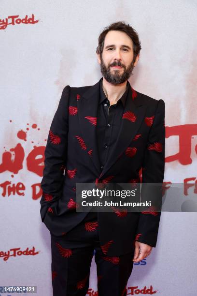 Josh Groban attends "Sweeney Todd: The Demon Barber Of Fleet Street" Broadway revival opening night at Lunt-Fontanne Theatre on March 26, 2023 in New...