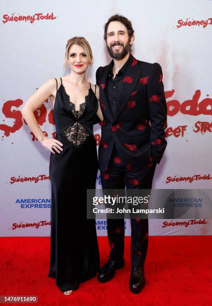Annaleigh Ashford and Josh Groban attend "Sweeney Todd: The Demon Barber Of Fleet Street" Broadway revival opening night at Lunt-Fontanne Theatre on...
