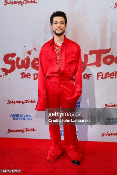 Jordan Fisher attends "Sweeney Todd: The Demon Barber Of Fleet Street" Broadway revival opening night at Lunt-Fontanne Theatre on March 26, 2023 in...