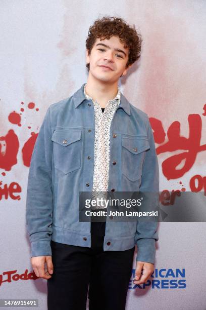 Gaten Matarazzo attends "Sweeney Todd: The Demon Barber Of Fleet Street" Broadway revival opening night at Lunt-Fontanne Theatre on March 26, 2023 in...