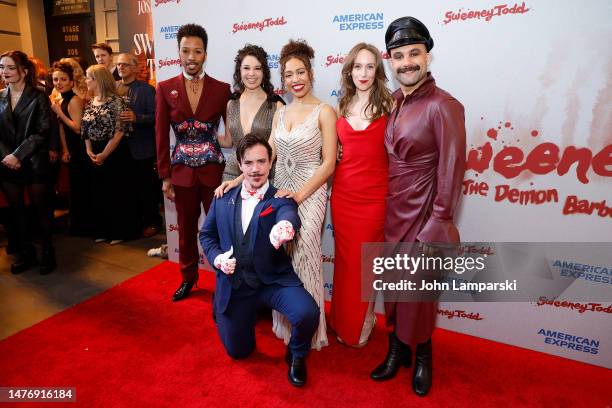 Dwayne Cooper, Mia Pinero, Kyrie Courter, Megan Ort, Michael Kuhn and Hennessy Winkler attend "Sweeney Todd: The Demon Barber Of Fleet Street"...