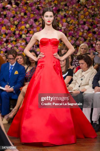 Model walks the runway during the Christian Dior Haute-Couture show as part of Paris Fashion Week Fall / Winter 2013 on July 2, 2012 in Paris, France.