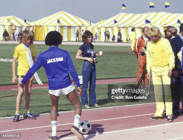 Rod Stewart and Michael Jackson attend First Annual Rock N Roll Sports Classic on March 12, 1978 at the University of California in Irvine,...