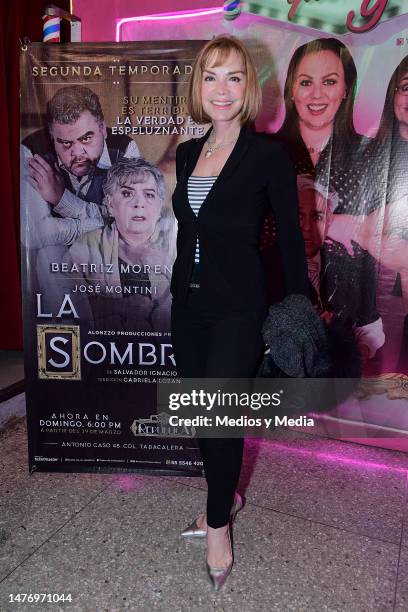 Gabriela Goldsmith poses for a photo during the media rehearsal of the play 'La Sombra' at Teatro de la Republica on March 26, 2023 in Mexico City,...