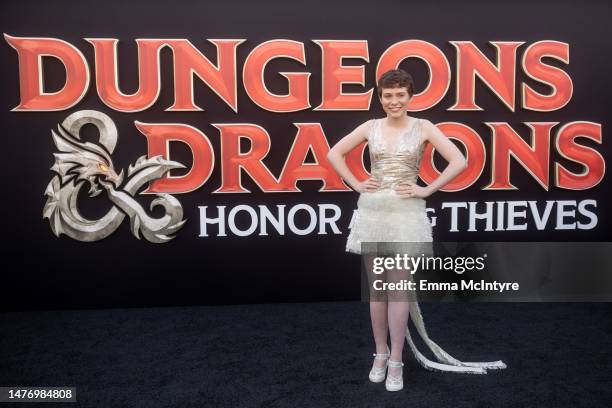 Sophia Lillis attends the Los Angeles premiere of Paramount Pictures' "Dungeons and Dragons: Honor Among Thieves" at Regency Village Theatre on March...