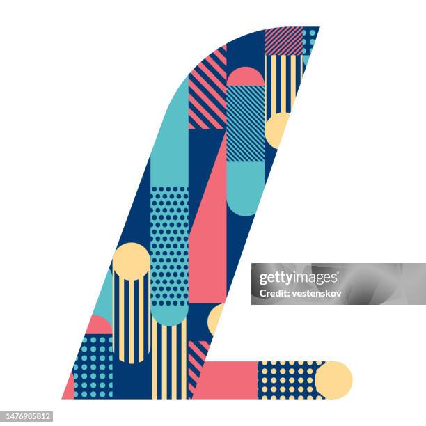 geometric pattern fashionable stylish alphabets typography - letter l stock illustrations