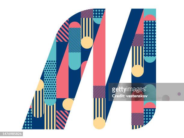 geometrische muster modische stilvolle alphabete typografie - m a stock-grafiken, -clipart, -cartoons und -symbole