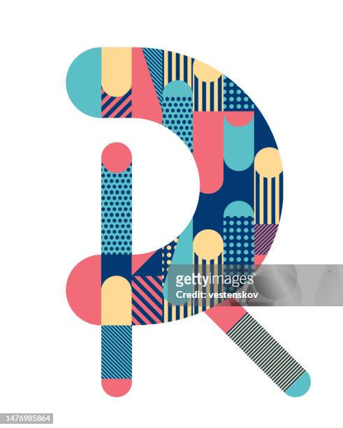 geometric pattern fashionable stylish alphabets typography - r logo stock illustrations