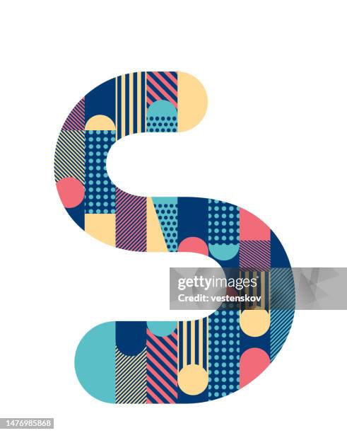 ilustrações de stock, clip art, desenhos animados e ícones de geometric pattern fashionable stylish alphabets typography - s