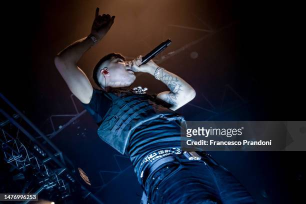Shiva performs at Fabrique Club on March 26, 2023 in Milan, Italy.