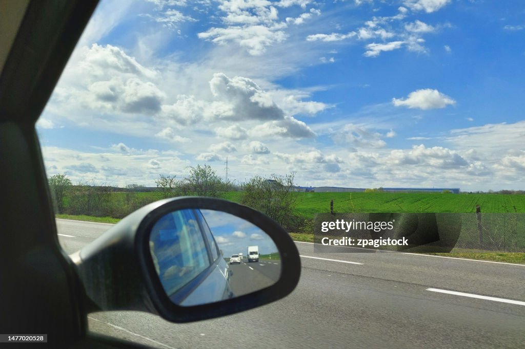Looking out from the car window, on a motorway