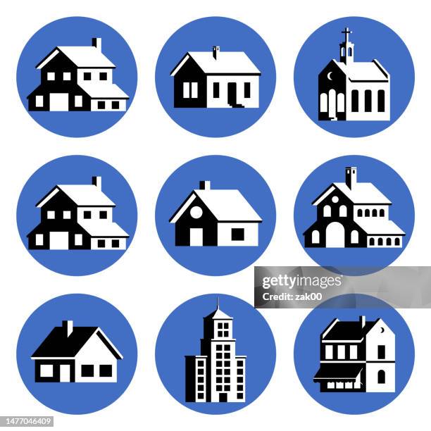 ilustraciones, imágenes clip art, dibujos animados e iconos de stock de iconos de edificio - finca-cafetera