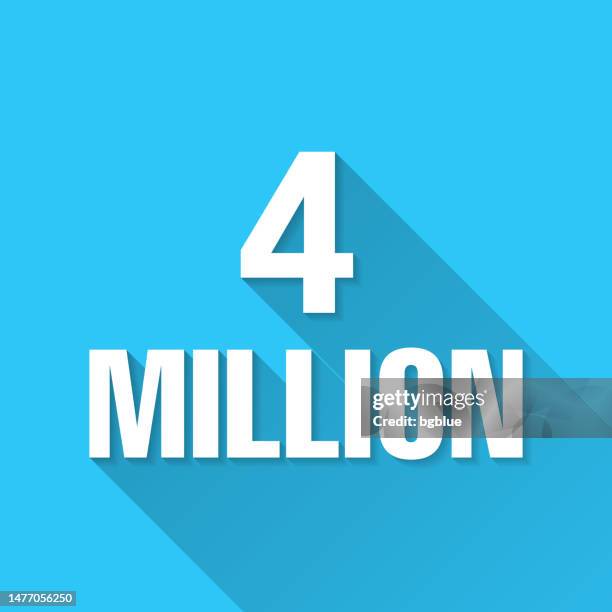 4 million. icon on blue background - flat design with long shadow - 4 levels stock illustrations
