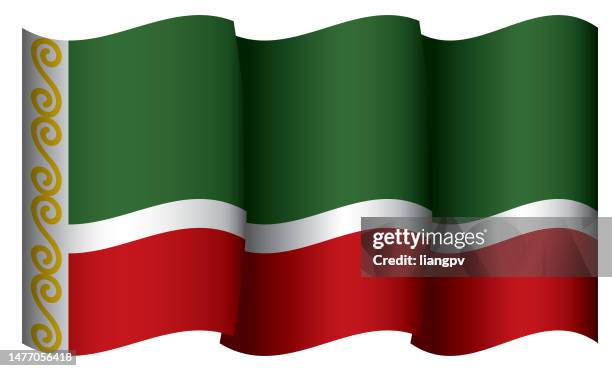 flag of chechnya - north caucasus stock illustrations
