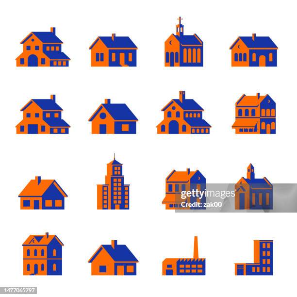 ilustraciones, imágenes clip art, dibujos animados e iconos de stock de iconos de edificio - finca-cafetera