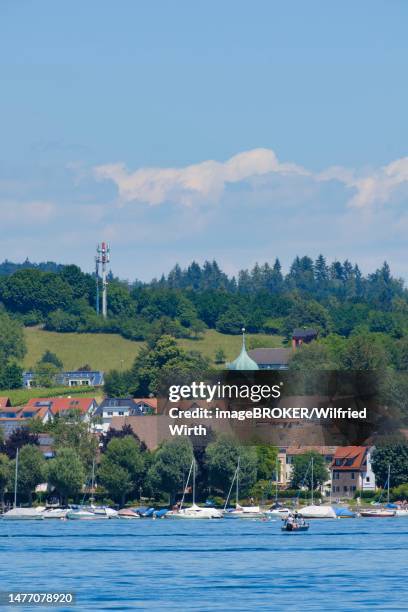 view of the village with st. nicholas church, allensbach, lake constance, baden-wuerttemberg, germany - saint nicholas stock illustrations