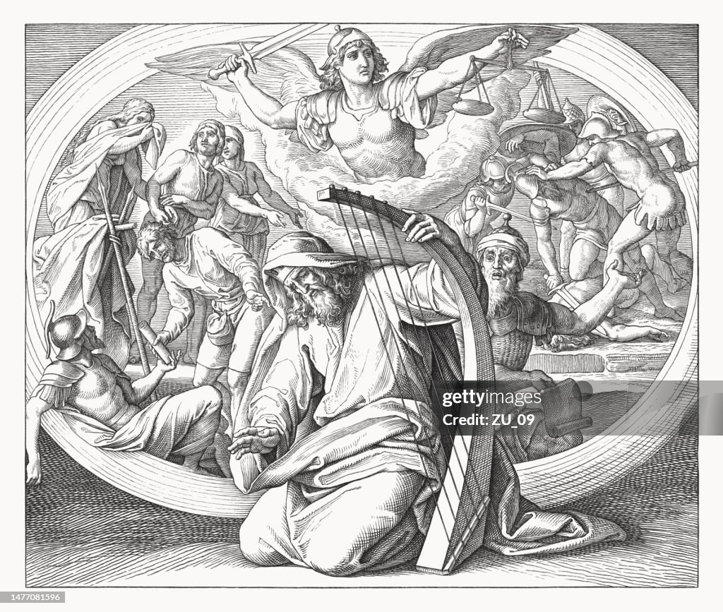 David David The Psalmist Wood Engraving Published 1860 High-Res Vector ...