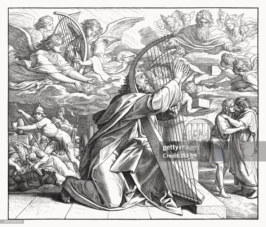 David David The Psalmist Wood Engraving Published 1860 High-Res Vector ...