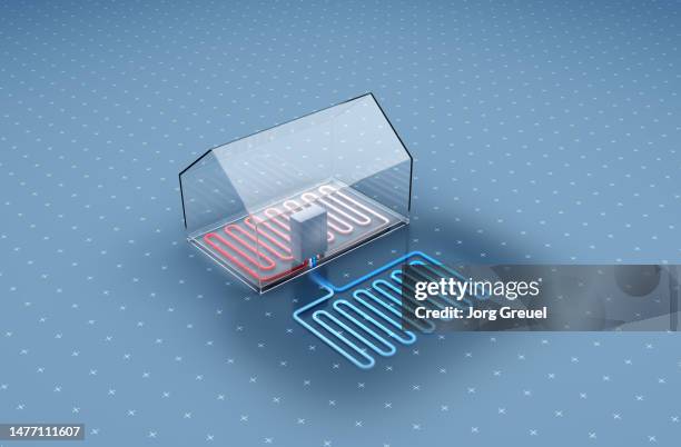 heat pump using thermal energy from the ground for highly efficient heating - heat pump stock pictures, royalty-free photos & images