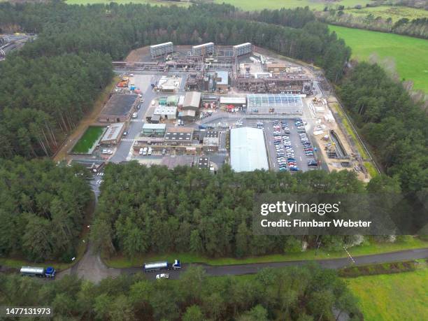 General view of The Wytch Farm oil production centre, on March 27, 2023 in Poole, England. Poole Harbour Commissioners said a leak occurred at a...