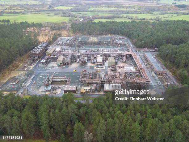 General view of The Wytch Farm oil production centre, on March 27, 2023 in Poole, England. Poole Harbour Commissioners said a leak occurred at a...