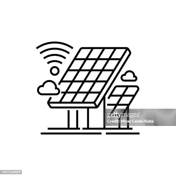 smart industry line icon - power of tower stock illustrations
