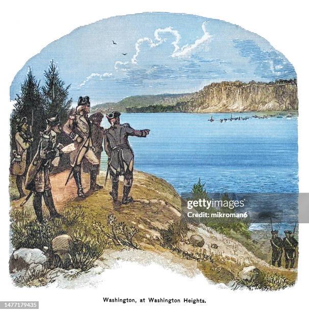 old engraved illustration of george washington at washington heights - presidential election stock pictures, royalty-free photos & images