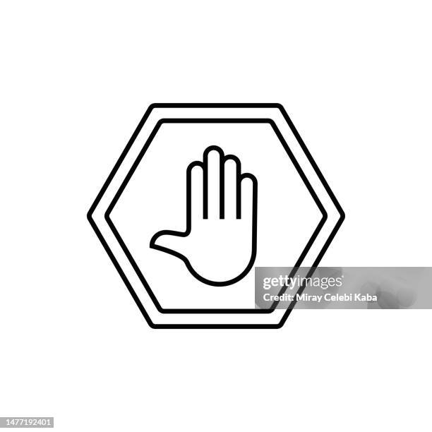 stoppschild-zeilensymbol - stopschild freisteller stock-grafiken, -clipart, -cartoons und -symbole