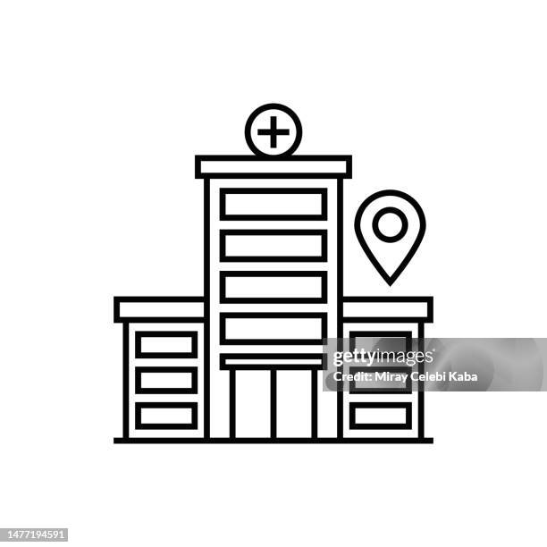 hospital location line icon - roadside attraction stock illustrations