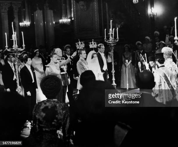 The wedding of Spanish Royal Juan Carlos, Prince of Asturias, and Greek Royal Princess Sofia of Greece and Denmark, at the Metropolitan Cathedral, in...
