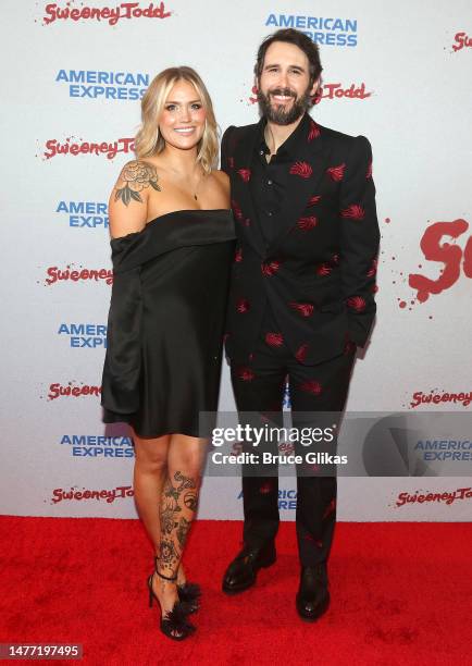 Natalie McQueen and Josh Groban pose at the opening night of the new production of Stephen Sondheim's "Sweeney Todd" on Broadway at The Lunt-Fontanne...