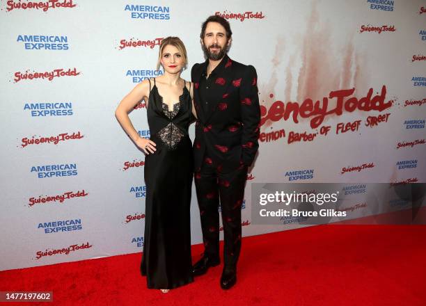 Annaleigh Ashford and Josh Groban pose at the opening night of the new production of Stephen Sondheim's "Sweeney Todd" on Broadway at The...