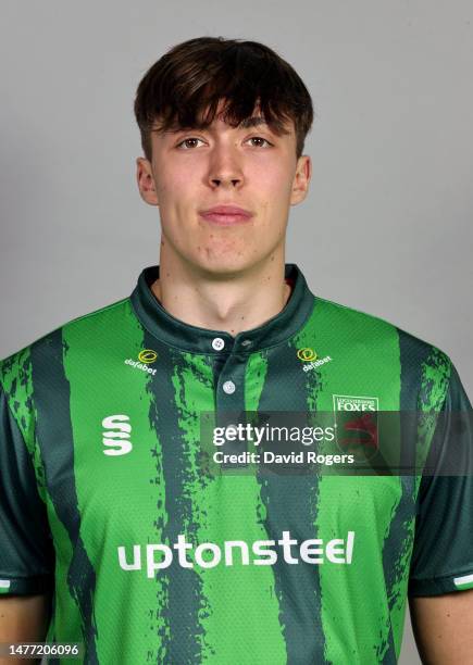 Josh Hull of Leicestershire County Cricket Club poses for a portrait during the Leicestershire CCC photocall held at Uptonsteel County Ground on...