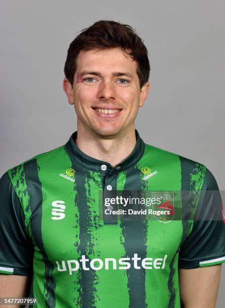 Matt Salisbury of Leicestershire County Cricket Club poses for a portrait during the Leicestershire CCC photocall held at Uptonsteel County Ground on...