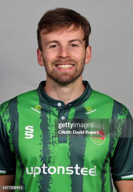 Sam Evans of Leicestershire County Cricket Club poses for a portrait during the Leicestershire CCC photocall held at Uptonsteel County Ground on...