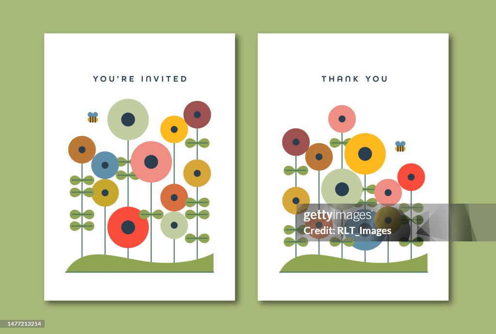 Geometric Spring Fowers Colorful Geometric Spring Flowers Greeting Cards High-Res Vector ...