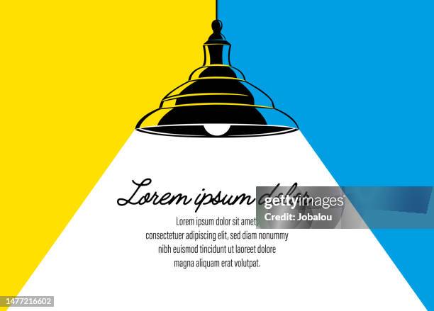 hanging lamp light loft spotlight poster - highlighter stock illustrations