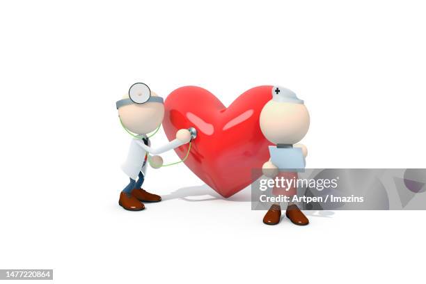 3d, cg, person, anthropomorphism, character, object, illustration - two nurses stock illustrations