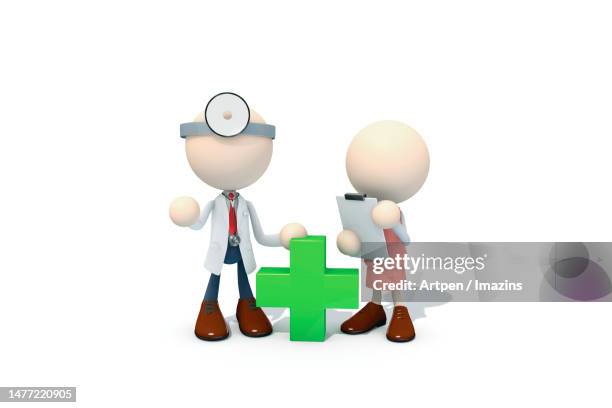 3d, cg, person, anthropomorphism, character, object, illustration - two nurses talking stock illustrations