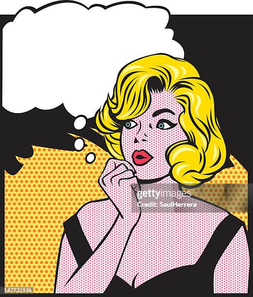 stockillustraties, clipart, cartoons en iconen met vintage thoughtful woman - 1950s housewife