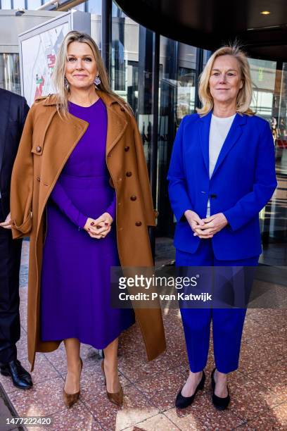 Queen Maxima of The Netherlands and Dutch Finance Minister Sigrid Kaag opens the Money week in Jaarbeurs on March 27, 2023 in Utrecht, Netherlands....