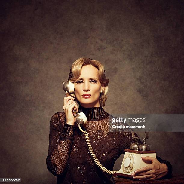 retro woman talking on the phone - femme fatale stock pictures, royalty-free photos & images