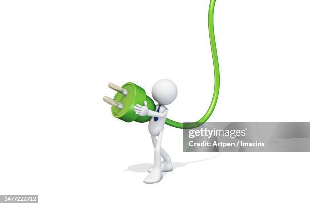 3d, cg, person, anthropomorphism, character, object, illustration - electrical wire white background stock illustrations