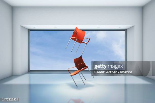 3d, cg, compositing, object, illustration, background - stacked chairs stock illustrations