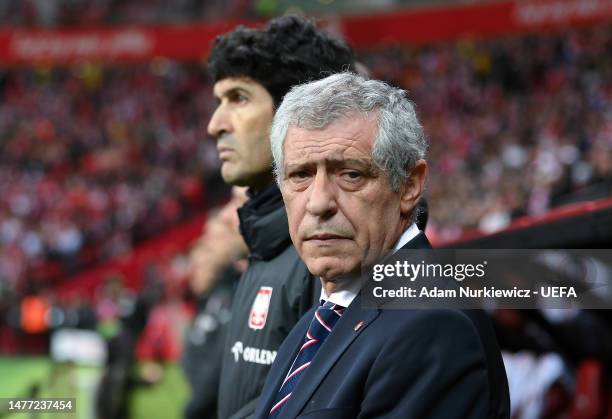 Fernando Santos, Head Coach of Poland, looks on prior to the UEFA EURO 2024 qualifying round group B match between Poland and Albania at National...