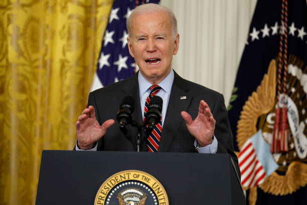 President Joe Biden delivers remarks while hosting the Small Business Administration's Women's Business Summit in the East Room of the White House on...