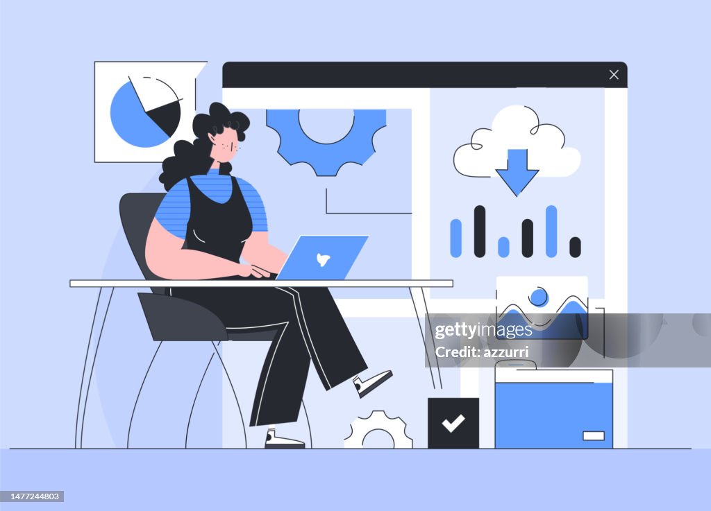 Using Data Cartoons Flat Design Cartoon Illustration Data Management Concept High-Res ...