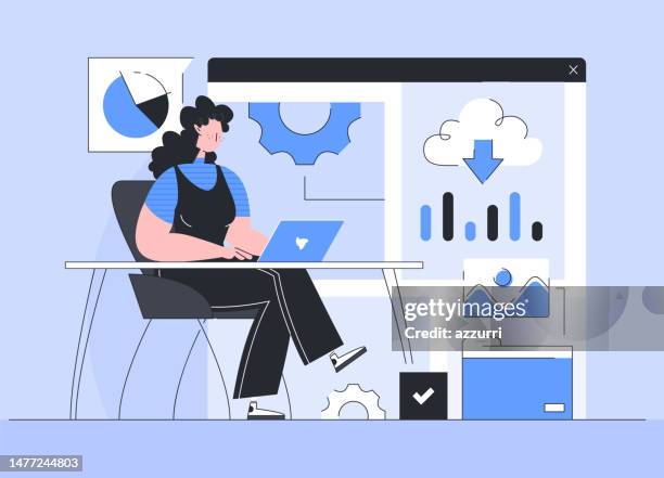 Cartoon Of Computer Data Processing Data Analyst Illustration Photos and Premium High Res Pictures - Getty ...